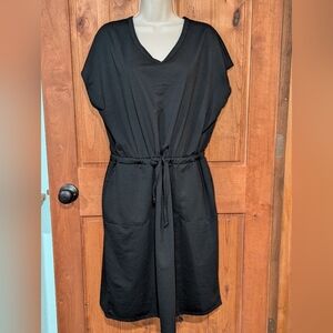 32 Degrees Black Midi Dress with Tie‎ Waist